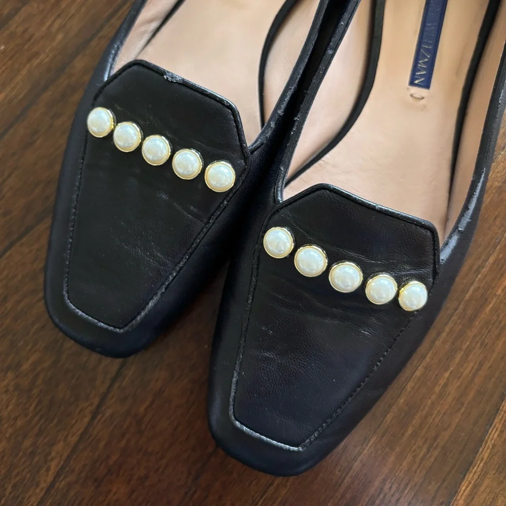 Stuart Weitzman Rosie Pearly Studded Loafers - Picture 2 of 6
